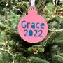 Personalised Name Bright Acrylic Bauble Christmas Card, thumbnail 2 of 4