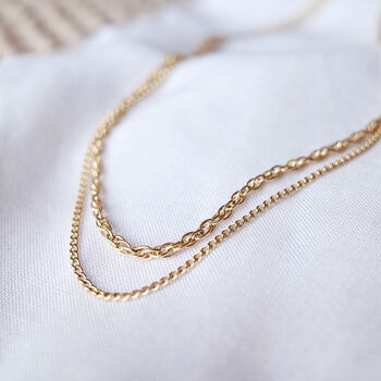 14k Gold Fill Layered Chain Necklace, 3 of 4