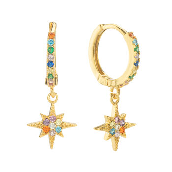 Cosima Gold Rainbow Star Huggie Earrings, 3 of 3