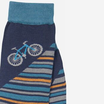 Men's Striped Mountain Bike Bamboo Socks Teal, 3 of 3