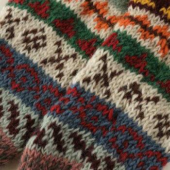 Fair Isle Hand Knitted Wool Socks, 7 of 10