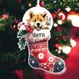 Personalised Akita Pet Dog Christmas Stocking Bauble, thumbnail 1 of 2