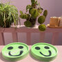 Smiley Face Coasters/ Tray Neon Green Set Of Two, thumbnail 2 of 8