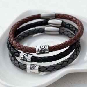 Mens Handprint Bead Leather Bracelet For Dad By Hold upon Heart ...