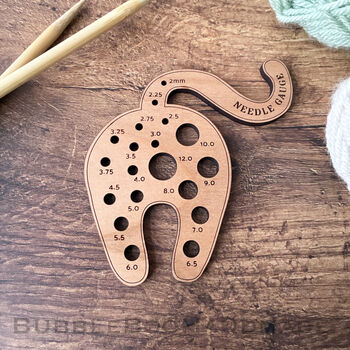 Mother's Day Card With Wooden Cat Knitting Needle Gauge, 6 of 6