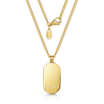 Pill Dog Tag Necklace 18 K Gold Plated Steel, 4 of 7