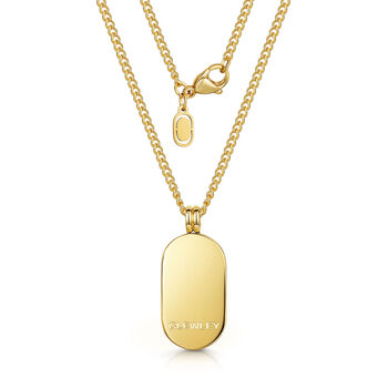 Pill Dog Tag Necklace 18 K Gold Plated Steel, 4 of 8