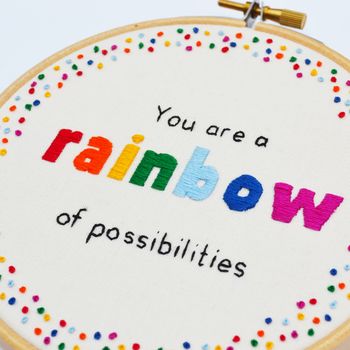'Rainbow Of Possibilities' Hand Embroidery Hoop Art, 4 of 5