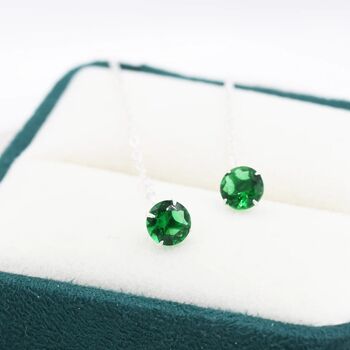 Emerald Green Cz Threader Earrings Sterling Silver, 6 of 12