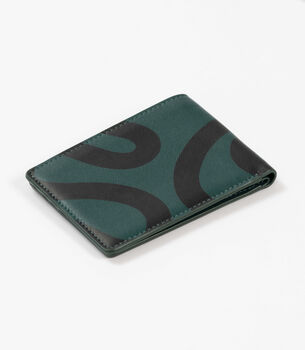 Abstract Swirl Lines Leather Wallet | Dark Green, 4 of 5