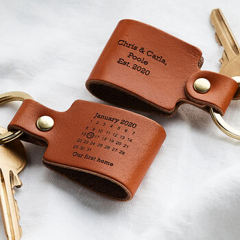 Personalised Never Forget Date Leather Keyring, 5 of 6