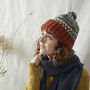 Fair Trade Eco Knit Nordic Unisex Bobble Hat Waste Wool, thumbnail 6 of 12