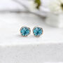 Sterling Silver March Aquamarine Birthstone Stud Earrings, thumbnail 1 of 9