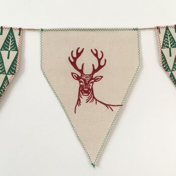 Handmade Festive Bunting. Deer Linocut Design, 3 of 4