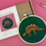 Mini Embroidery Stegosaurus Kit, thumbnail 3 of 5