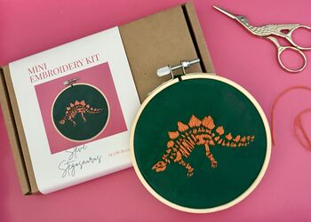 Mini Embroidery Stegosaurus Kit, 3 of 5