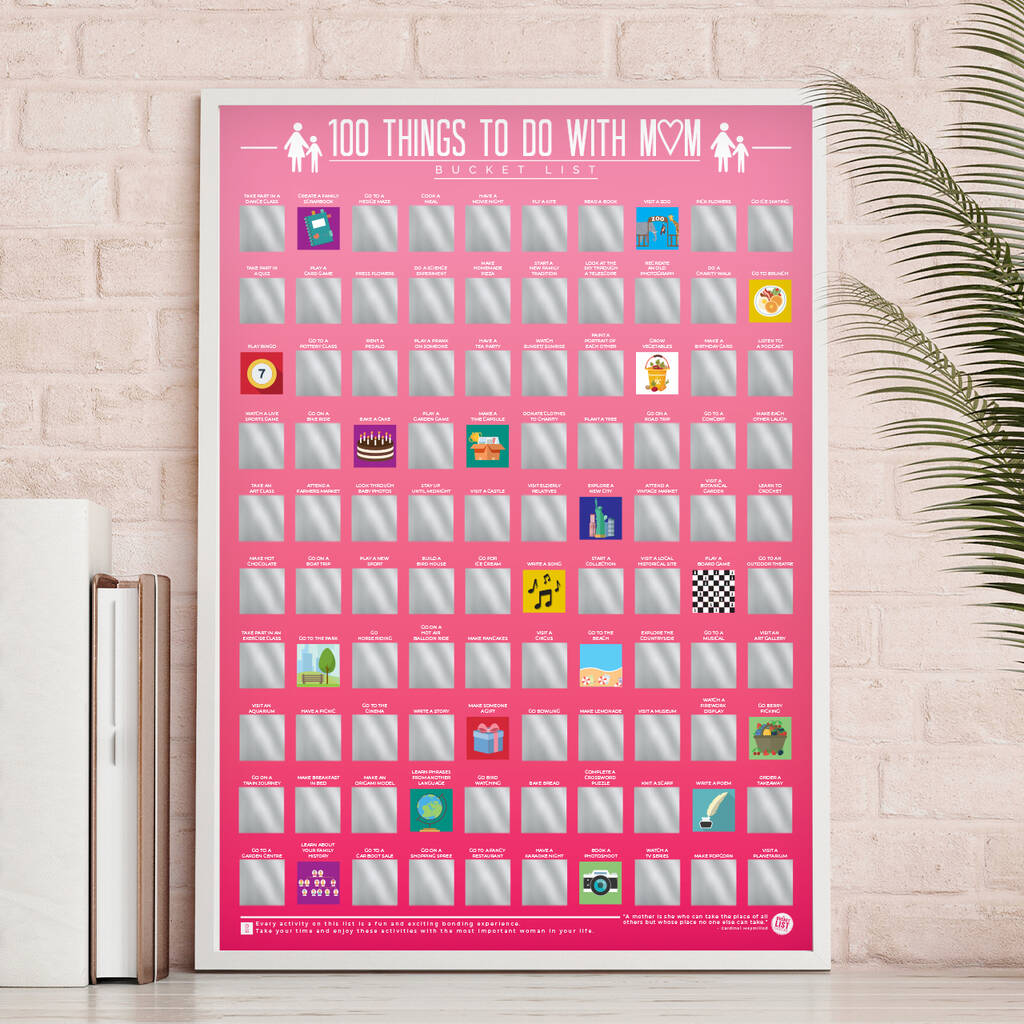 100 Things To Do With Mum Bucket List Scratch Poster, 1 of 5
