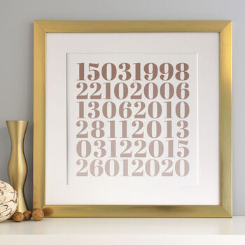 Personalised Memorable Dates Typographic Print, 6 of 9