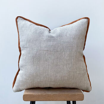 Terracotta Edge Linen Cushion Cover, 2 of 5