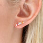 Gold Plated And Crystal Rainbow Climber Style Earrings, thumbnail 1 of 6