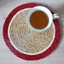 Raffia Place Mat With Colourful Edge, thumbnail 5 of 7