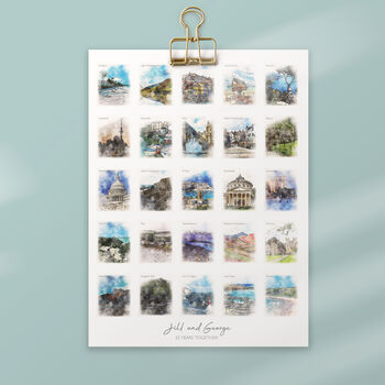 25th Anniversary Or Birthday Watercolour Places Print, 3 of 5