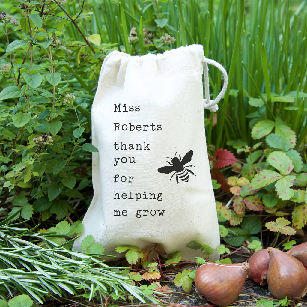 Bee Personalised Teacher Gift Bag With Seeds, 1 of 2