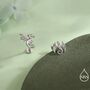 Mismatched Dragon Internally Threaded Flat Back Earrings In Sterling Silver, thumbnail 2 of 11