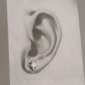 Opal Oval Silver Stud Earrings, 4 of 6