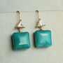 Turquoise Square Jewel Earrings, thumbnail 3 of 5