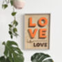 Love Is Love Orange / Wooden Wall Art, thumbnail 5 of 6