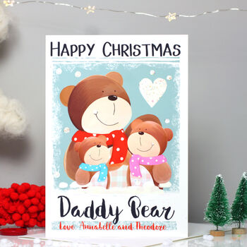 Personalised Daddy Bear Christmas Card, 2 of 8