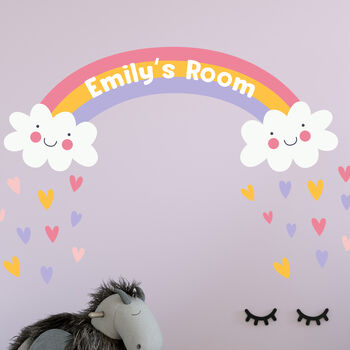 Personalised Rainbow And Clouds Wall Sticker, 2 of 2