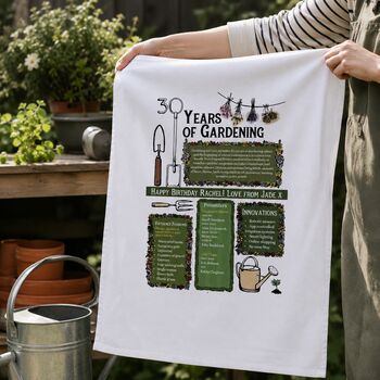 Personalised 30th Birthday Gift Garden Towel, 2 of 9