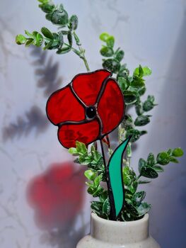 Red Poppy Everlasting Stained Glass Flowers, 3 of 7