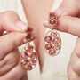 Red Garnet Statement Drop Stud Gold Silver Earrings, thumbnail 1 of 9