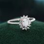 White Opal Cz Halo Oval Ring In Sterling Silver, thumbnail 1 of 12