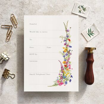 Wildflower Wedding Ready To Write Invitations, 7 of 9