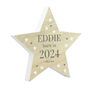 Personalised Born In Wooden Star Ornament Decoration, thumbnail 4 of 5