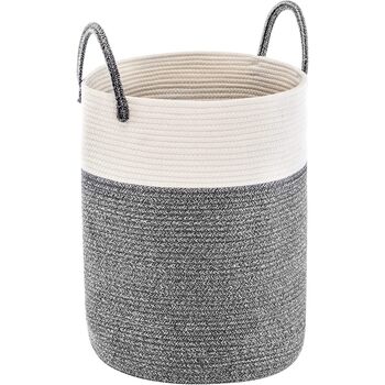 58 L Dark Grey Cotton Rope Woven Storage Basket, 5 of 7