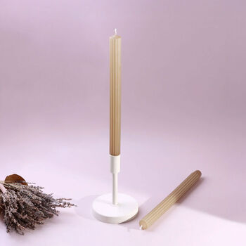 G Decor Velluto Noce Verde Set Of Two Extra Tall Dinner And Taper Candles With Ribbed Velvet Matte Finish, 3 of 3