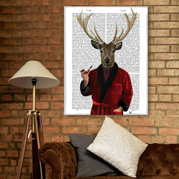 Deer In Smoking Jacket Book Print, Framed Or Unframed, 7 of 8