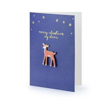 Christmas Deer Enamel Pin Badge Greeting Card, 2 of 2