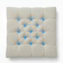 Upholstered Linen Square Footstool With Contrast Button Tufting, thumbnail 8 of 12