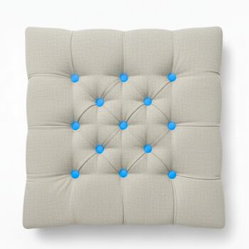 Upholstered Linen Square Footstool With Contrast Button Tufting, 8 of 12