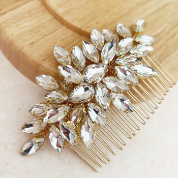 Gold And Clear Crystal Hair Comb, 3 of 4