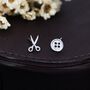 Mismatched Scissors And Button Stud Earrings, thumbnail 5 of 12