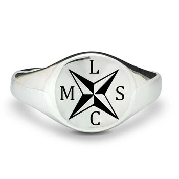 Nautical Compass Family Initials Signet Ring, 6 of 8