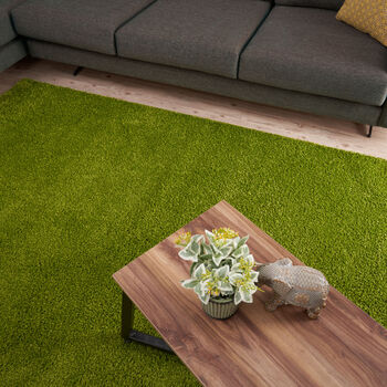 The Rugs Plain Green Shaggy Rug, 12 of 12