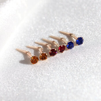 9ct Gold Andralok Stud Earrings With 3mm Crystal, 7 of 10